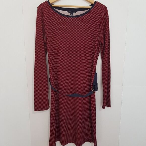 Tommy Hilfiger Red and Navy Dress with Belt Medium - Picture 15 of 16